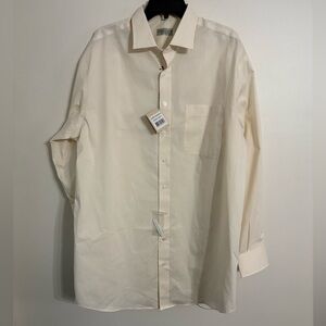 Thomas Dylan ecru premium wrinkle free dress shirt NWT SIZE 17 36/37 Tall